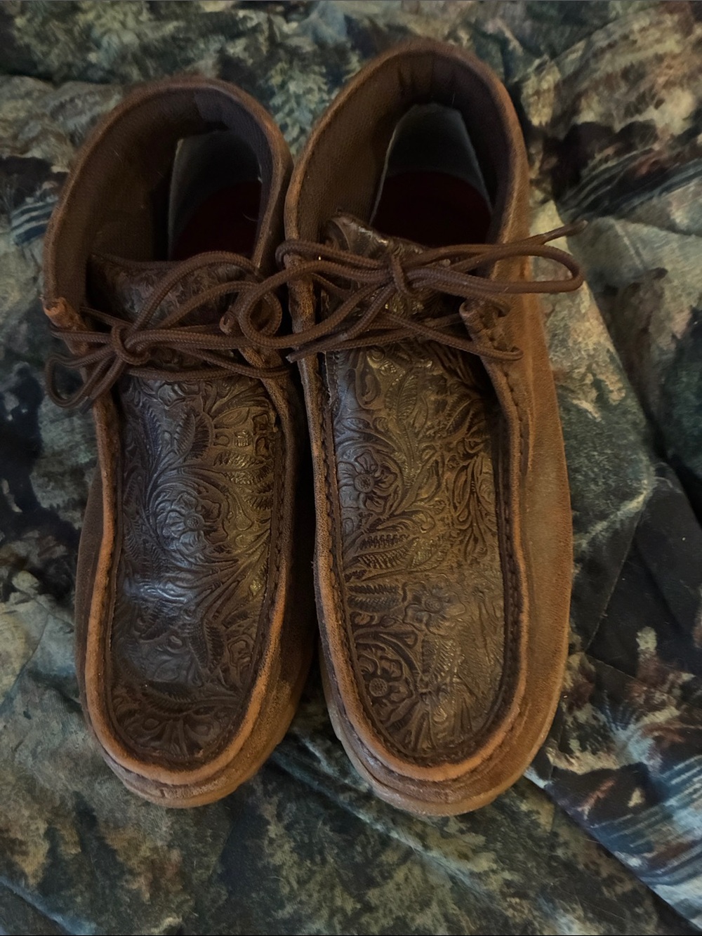 Twisted X Brown Embossed Leather Ankle Booties